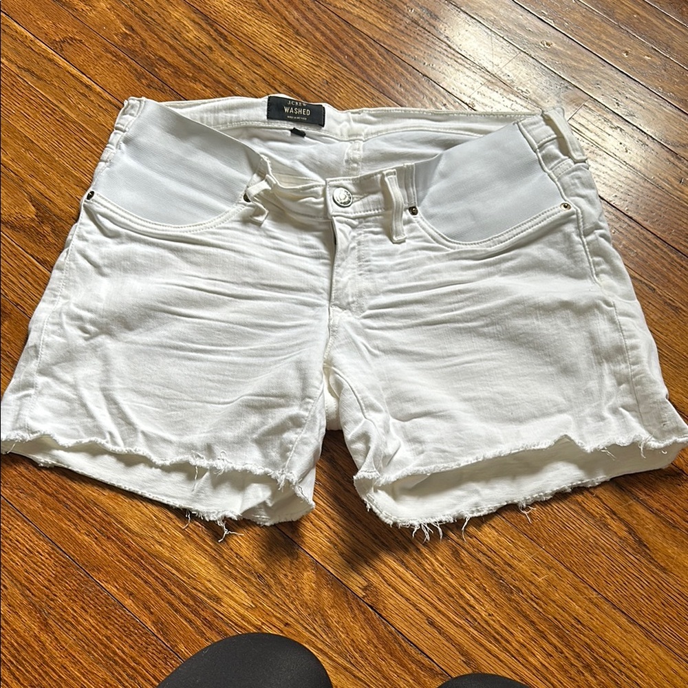 White Denim Maternity Shorts